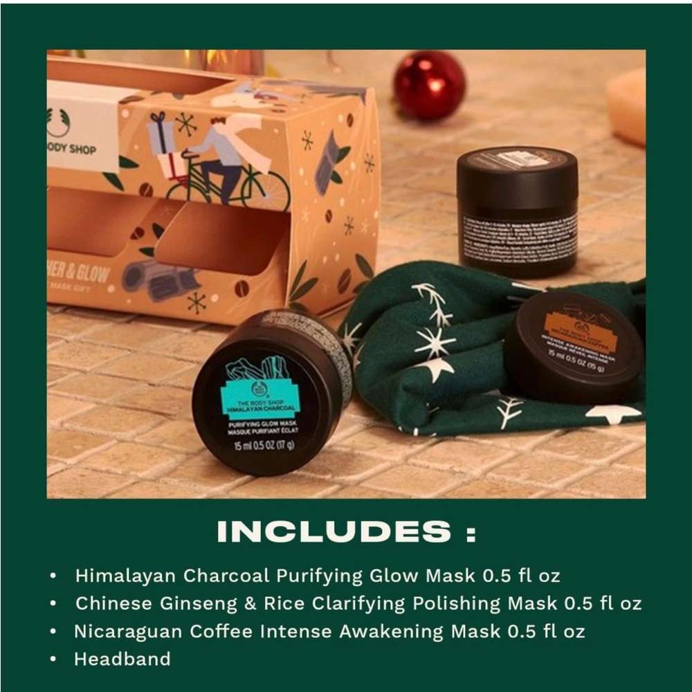 The Body Shop Slather & Glow Face Mask and a Headband Trio Gift Set